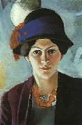 August Macke Portrait of the Artist's Wife Elisabeth with a Hat oil painting artist